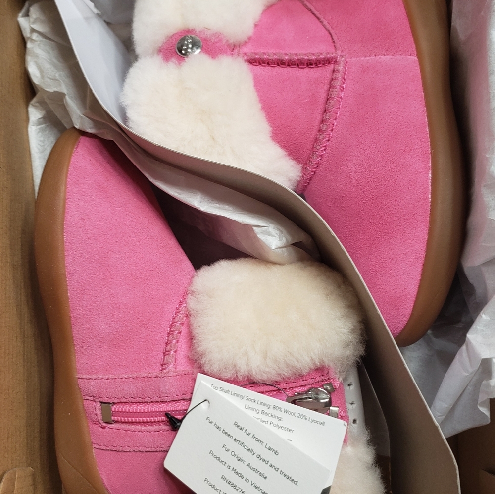 NIB UGG RAMONA TODDLER (AUTHENTIC) SHEEPSKIN BOOTS SIZE 7 PINK 💖 ADORABLE 🎀 - Picture 5 of 14